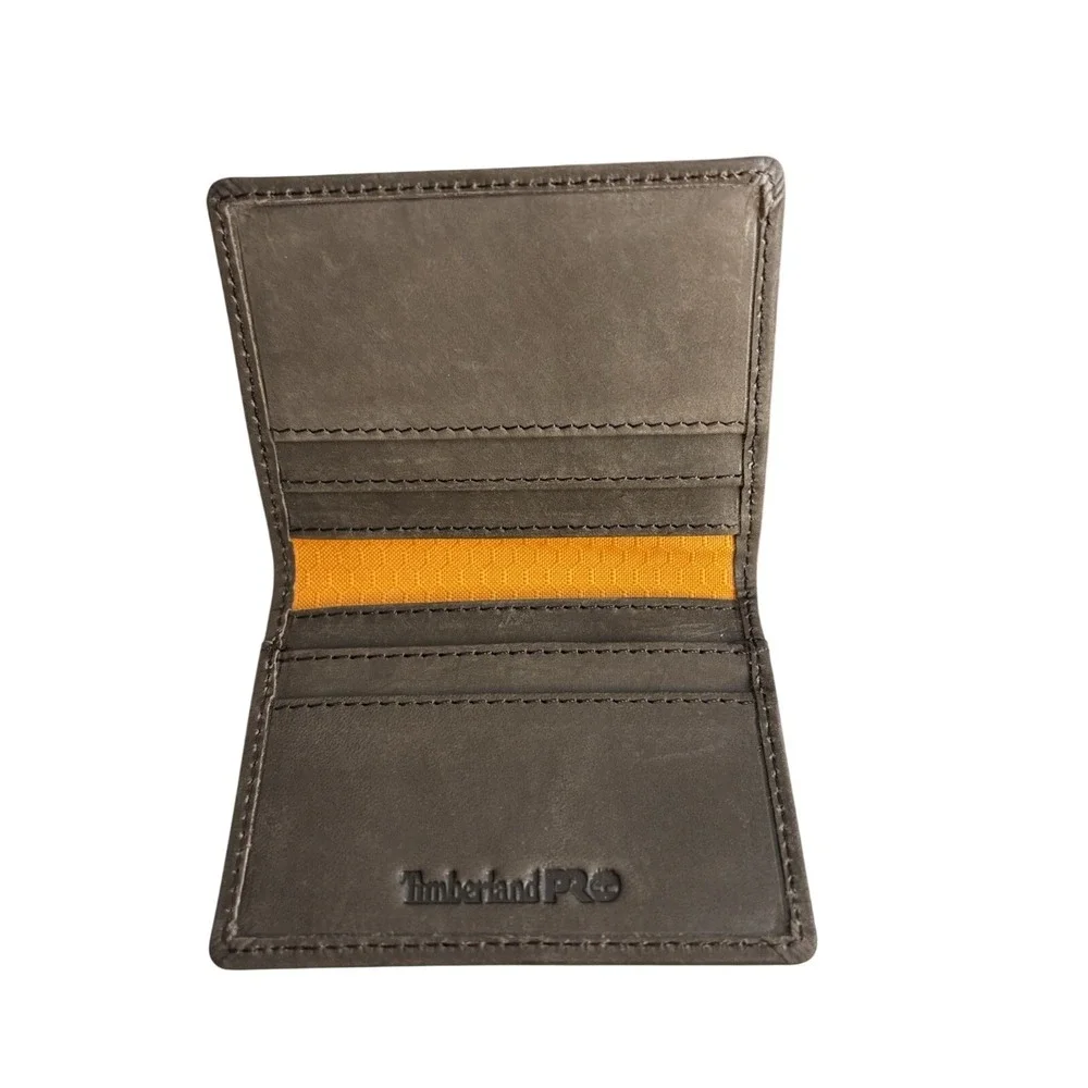 NIB! Timberland PRO Mens Slim Leather Bifold Wallet with Back ID Window Normcore